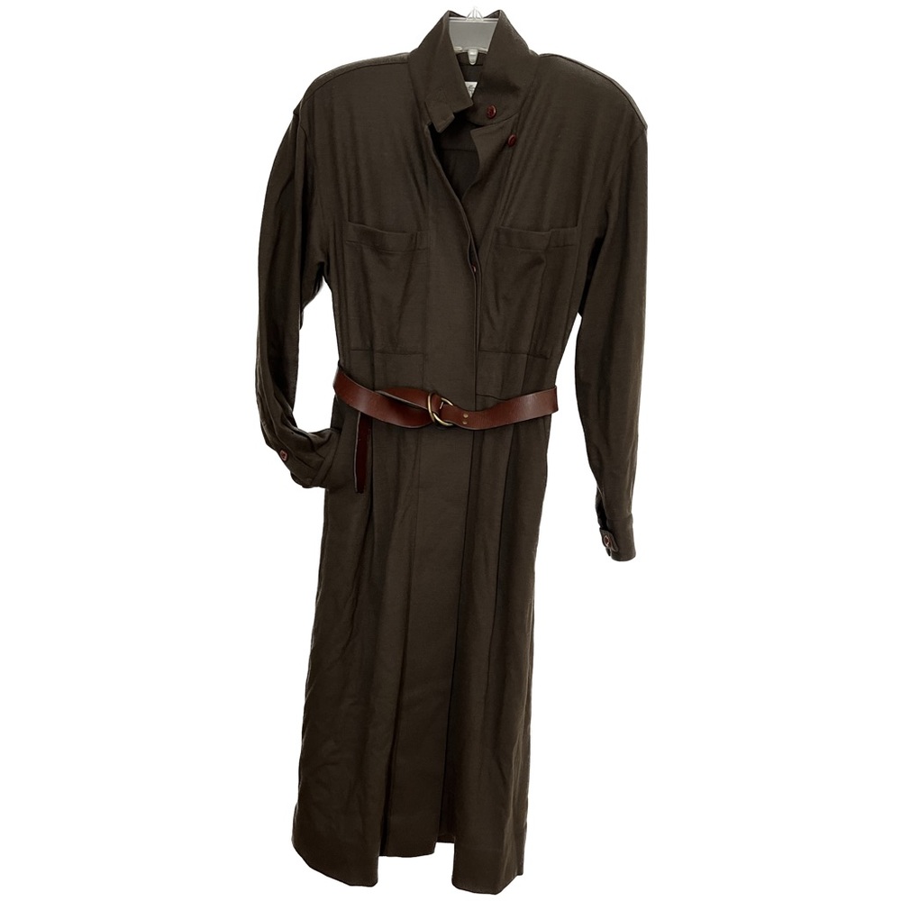 Vintage Brown Wool Midi Dress Women’s Size 8
